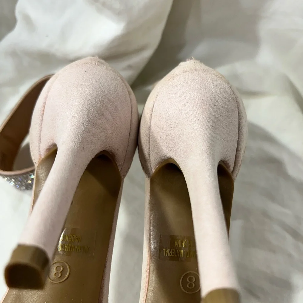 LOV MARK LADYS PINK 4 3/4” INCH HEEL NEVER WORN W/RHINESTONE ANKLE STRAP☑️